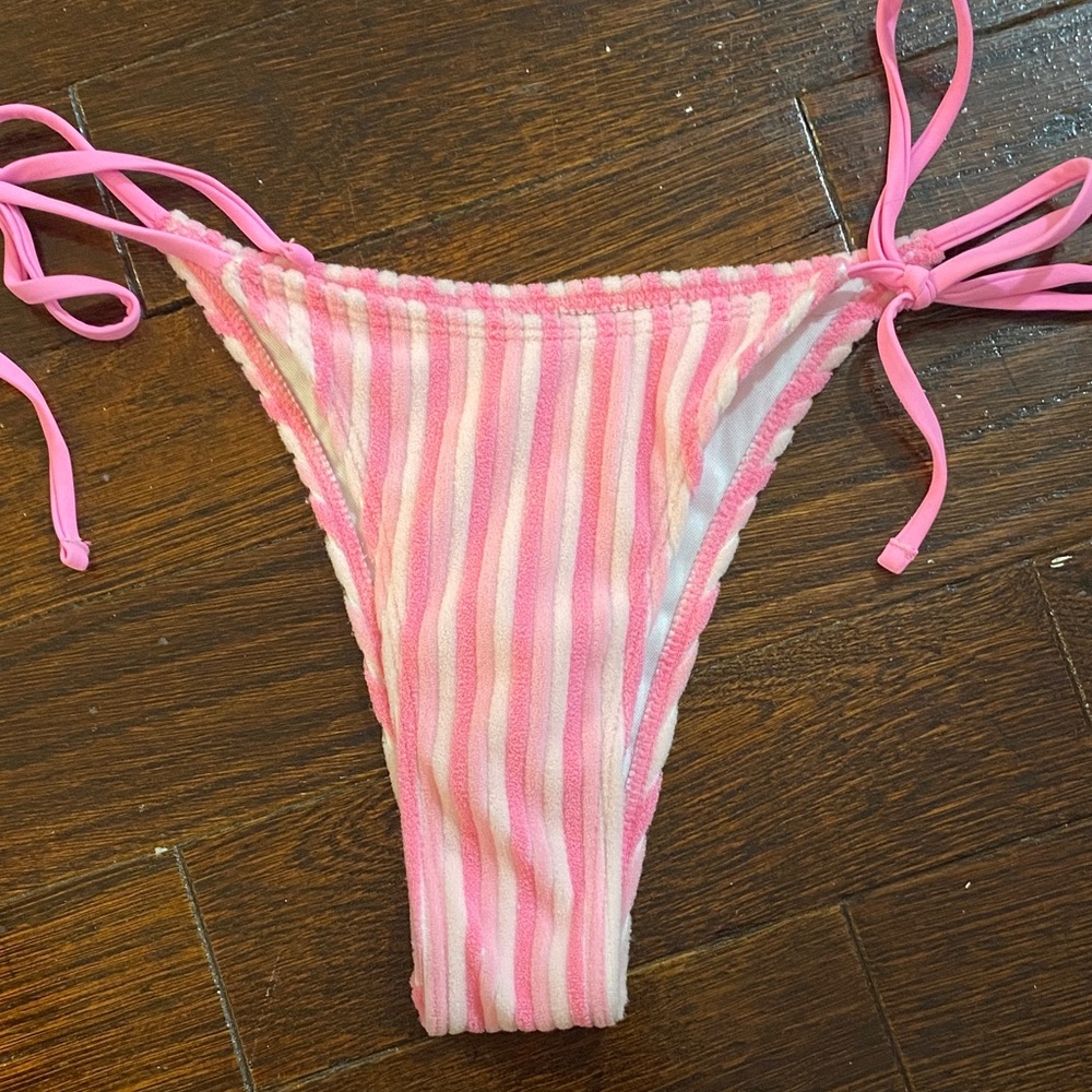 Pink and White Striped Bikini Bottom